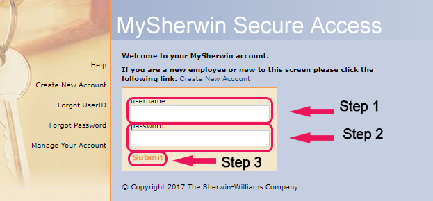 mysherwin login webpage