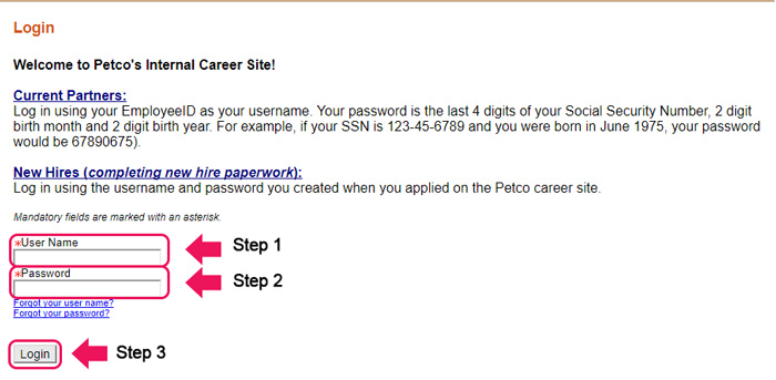 petco website employee login