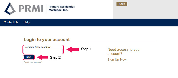 primary residential mortgage website login